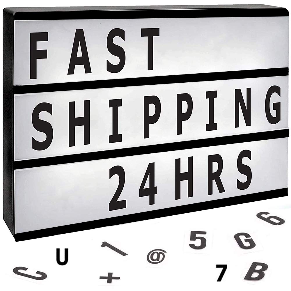 Cinema Light Box, Light Boxes with Letters, A4 Led Cinema Light Box, Vintage USB Port Plastic A4 Light Up Box with 96 Letters, Numbers, Emojis for Birhdays, Weddings, Christmas Decoration