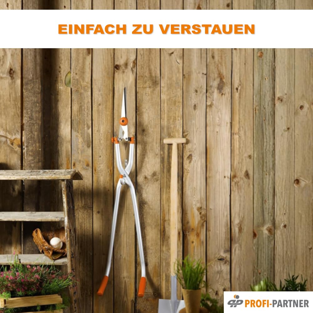 Multiwinkel-Heckenschere 90 cm, 180° Kopf, ultraleicht | Gartenschere, Astschere, Rasenschere, für hohe Hecken & bodennahe Pflanzen, kraftsparend