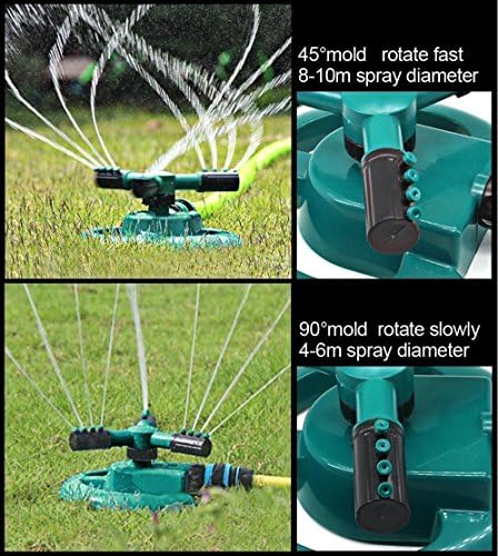 Sea pioneer Garden Sprinkler, Automatic Lawn Water Sprinkler 360 Degree 3- Arm Rotating Sprinkler System for Large Lawn Area With