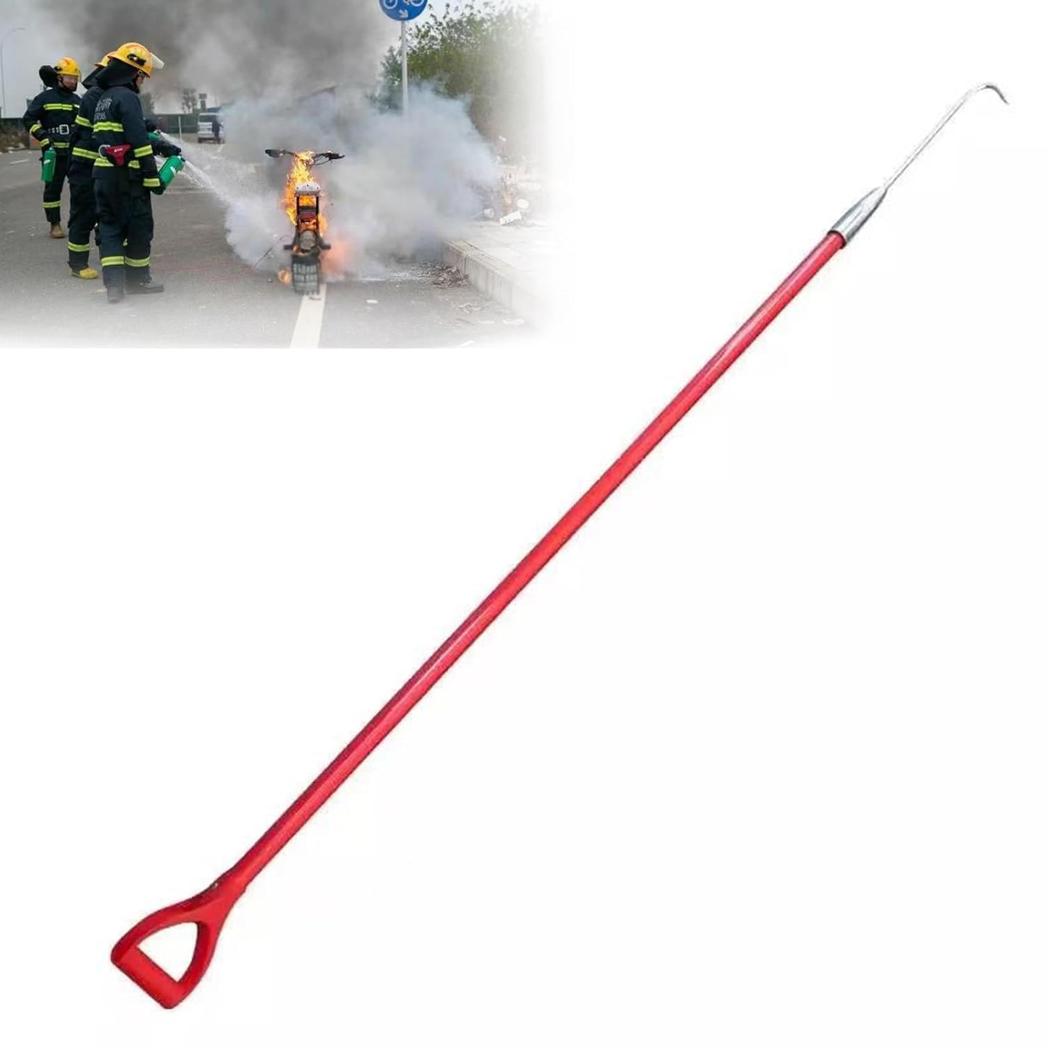 High Voltage Insulated Rescue Hook, Detachable Anti-Electrocution Rescue Hook for Fire Electrician, Electrical Safety Emergency Life-Saving Tools(Red,2.4m/7.87ft)