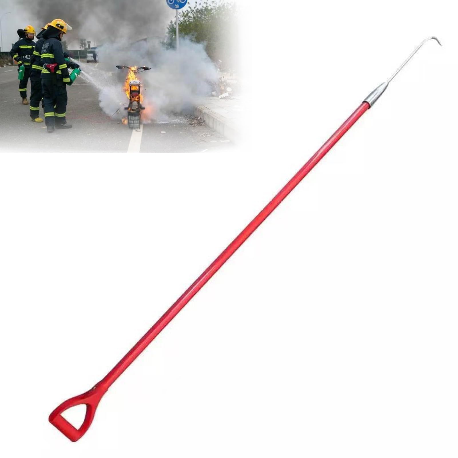 GTHTUHFD High-Voltage Insulated Rescue Hook, Detachable Rescue Hook Against Electric Shocks For Firefighters And Electricians, Life-Saving Tool For Electrical Emergencies,Red-1.5m/4.9ft