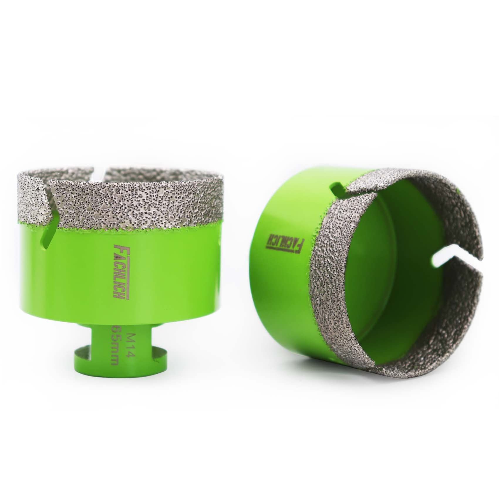 FACHLICH Diamond Core Drill Bit,2pcs Diameter 65mm Thread M14,Vacuum Brazed Dry Wet Hole Saw for Porcelain Tile,Granite,Marble,Concrete,Masonry,Brick — image 1
