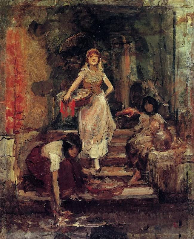 Impression sur toile Washerwomen Frank Duveneck 50x70 de qualité
