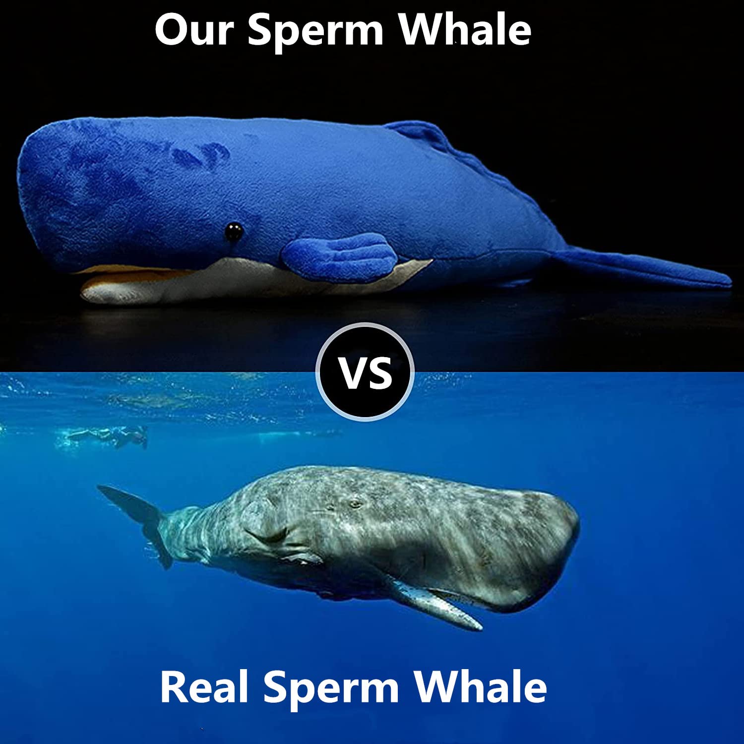 Simulation Sperm Whale Plush Stuffed Animal - 21 Inches Long, Soft Blue Toy, Gift For Kids & Collectors - View #4