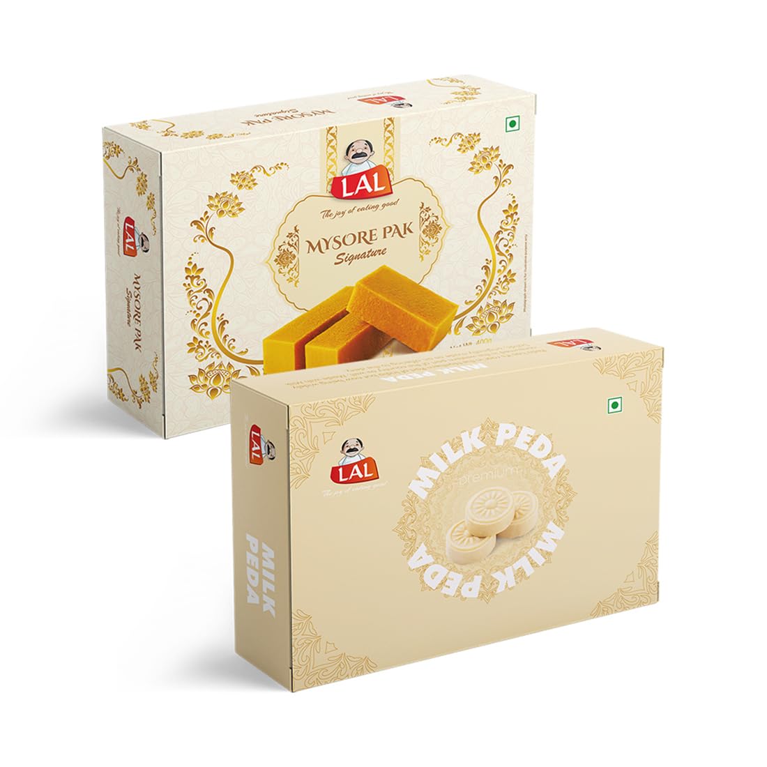 Lal Sweets Combo Pack Of Mysore Pak 400g & Milk Peda 400g || Made with Cow Ghee || Indian Sweets ||