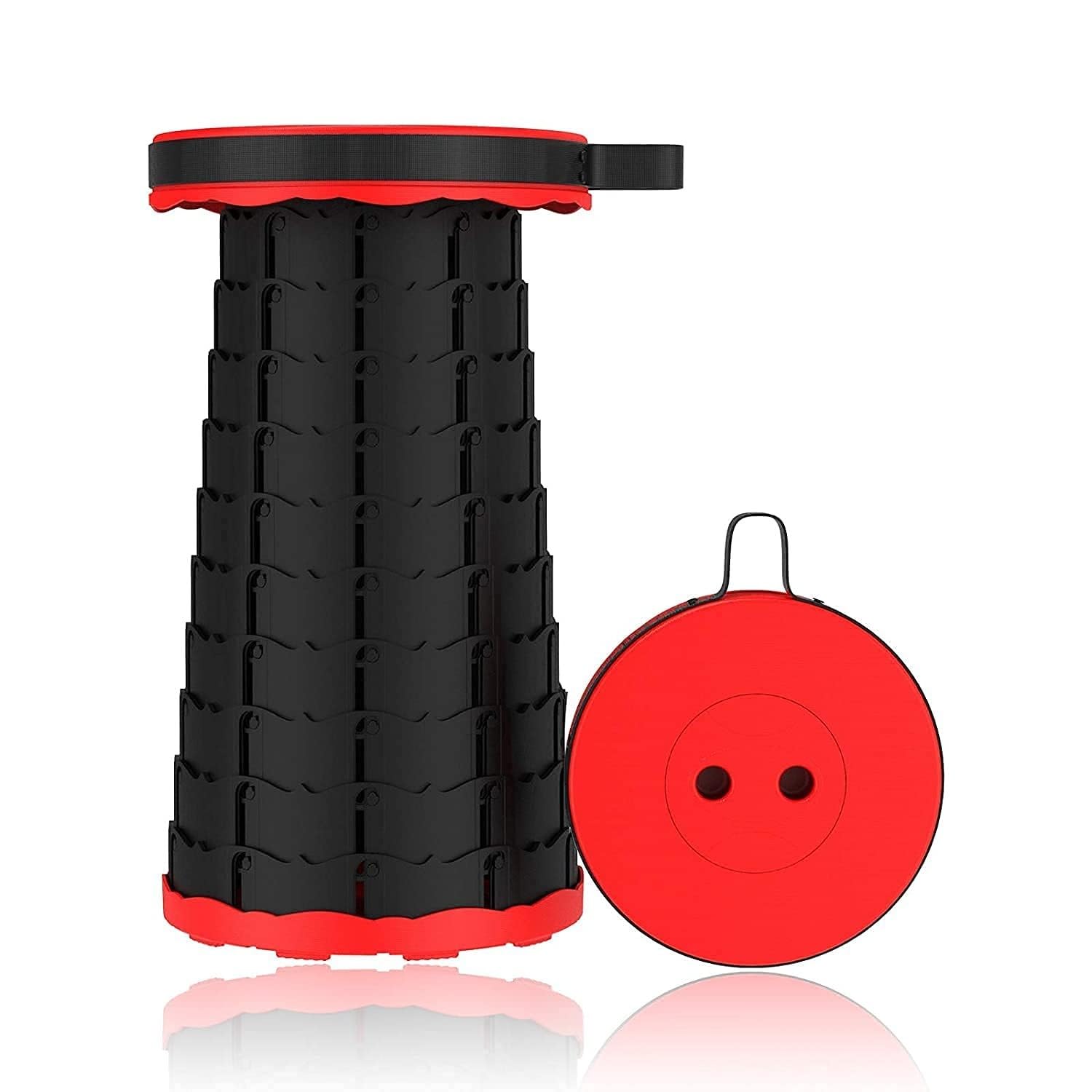 Foldable Telescopic Stool – Portable Collapsible Seat, Lightweight & Heavy Duty, Adjustable Height, Anti-Skid Base, Compact Travel Stool for Camping, Fishing, Hiking (Red/Black)-image-21