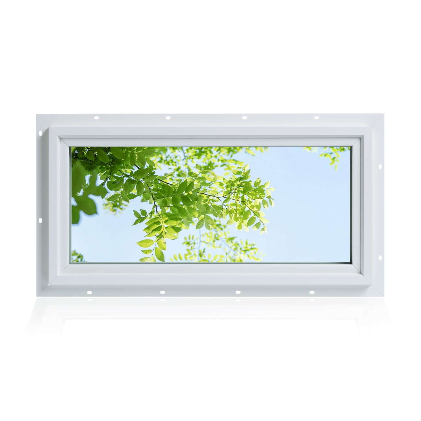 Finestra di poppa in vinile da 30,5 x 61 cm, vetro low-E con gas argon, finestra fissa fissa a doppia lastra in vetro temperato trasparente (bianco)