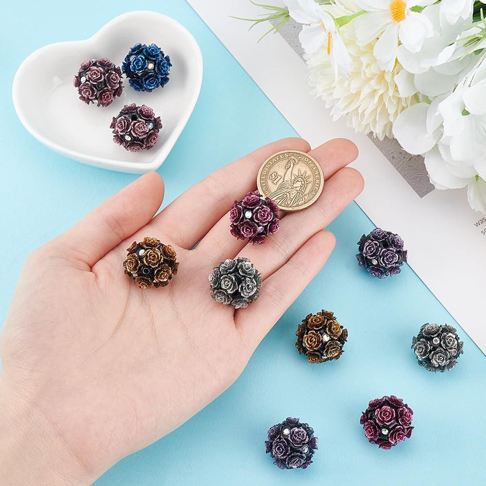 Amazon.co.jp: PH PandaHall 12個 6色 バラの花ビーズ ライン