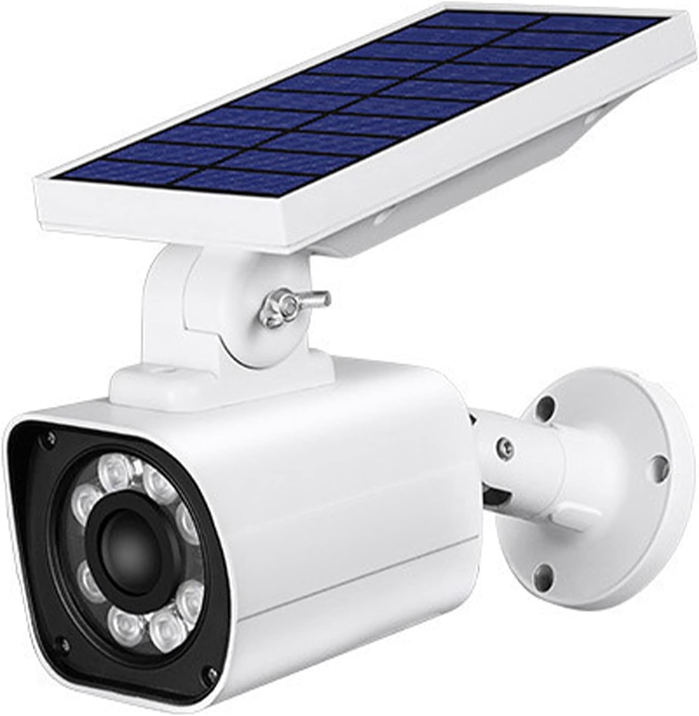 Lumière Solaire Caméra De Sécurité Factice Extérieure CCTV Lumière Solaire à L’extérieur avec Détecteur De Mouvement Applique Murale étanche Survei, White, 800LM-6500K