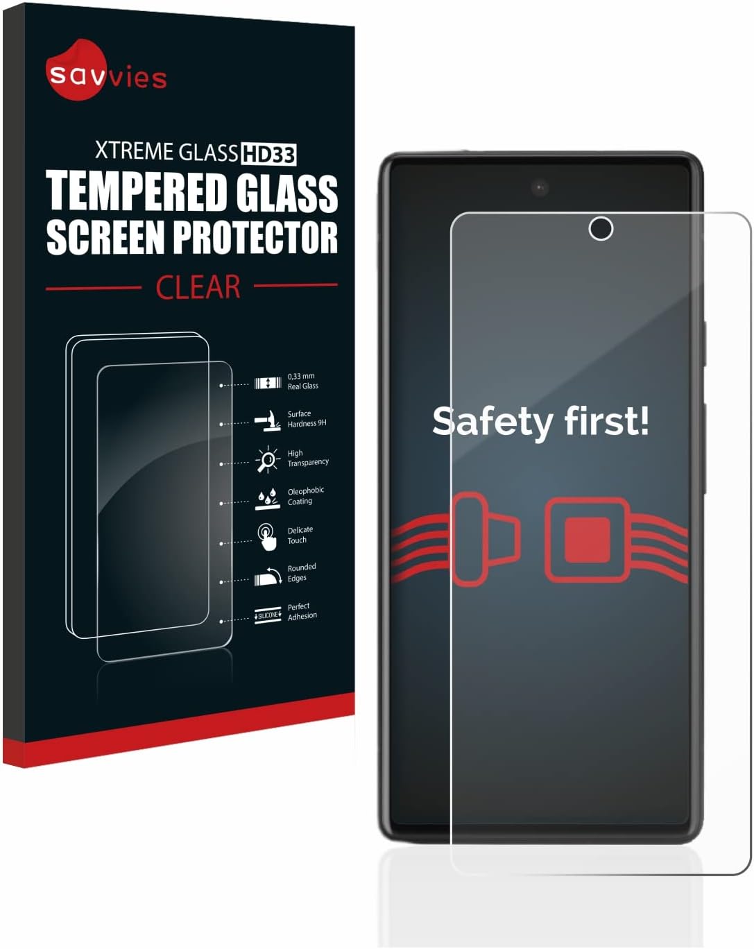 Savvies Armoured Glass 1-Pack compatible with Google Pixel 6a Tempered Glass Screen Protector [Shockproof, 9H Ultra Hard]