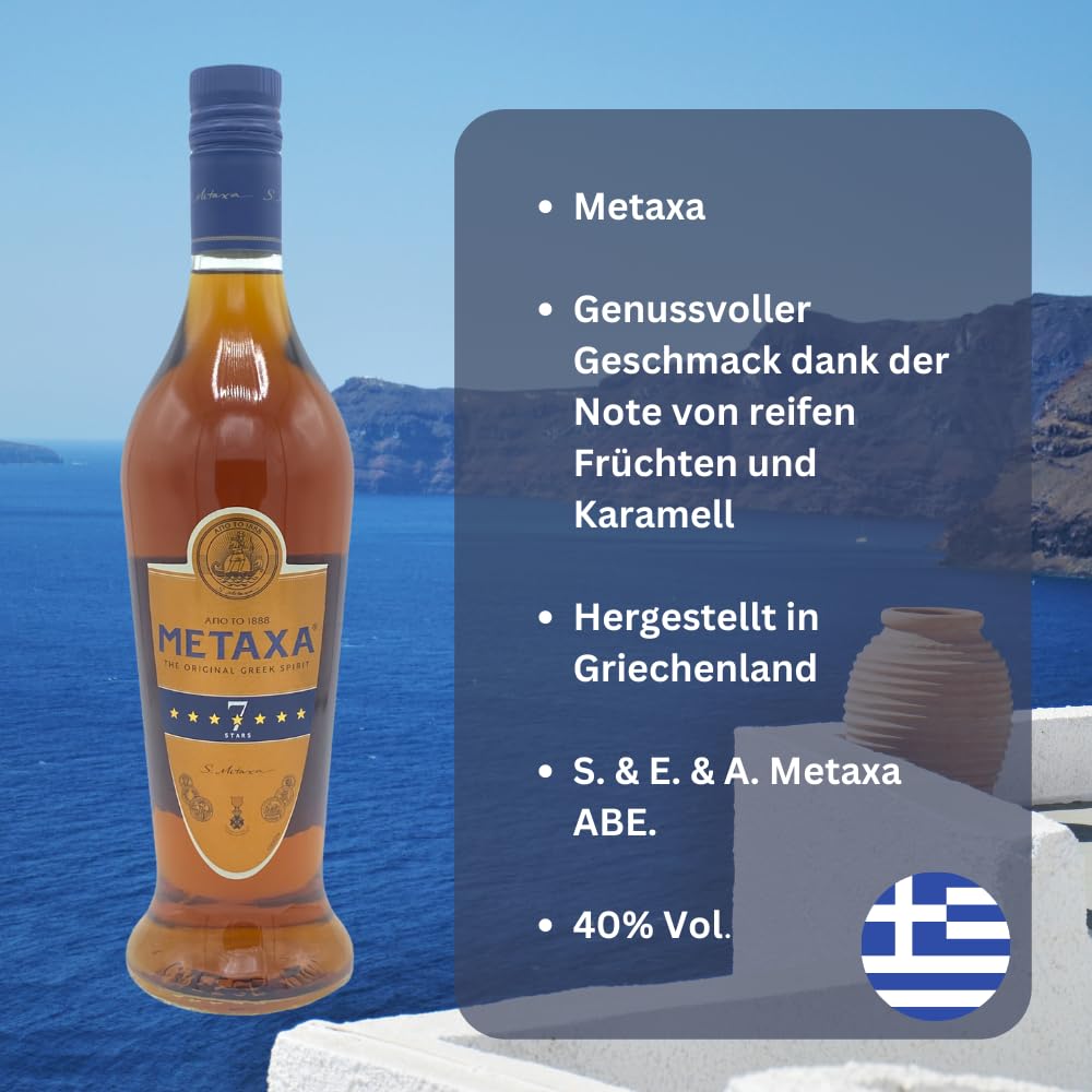 Metaxa 7 Sterne 6x 0,7l 40% Vol. | Metaxa | Brandy aus Griechenland | +20ml Jassas Olivenöl