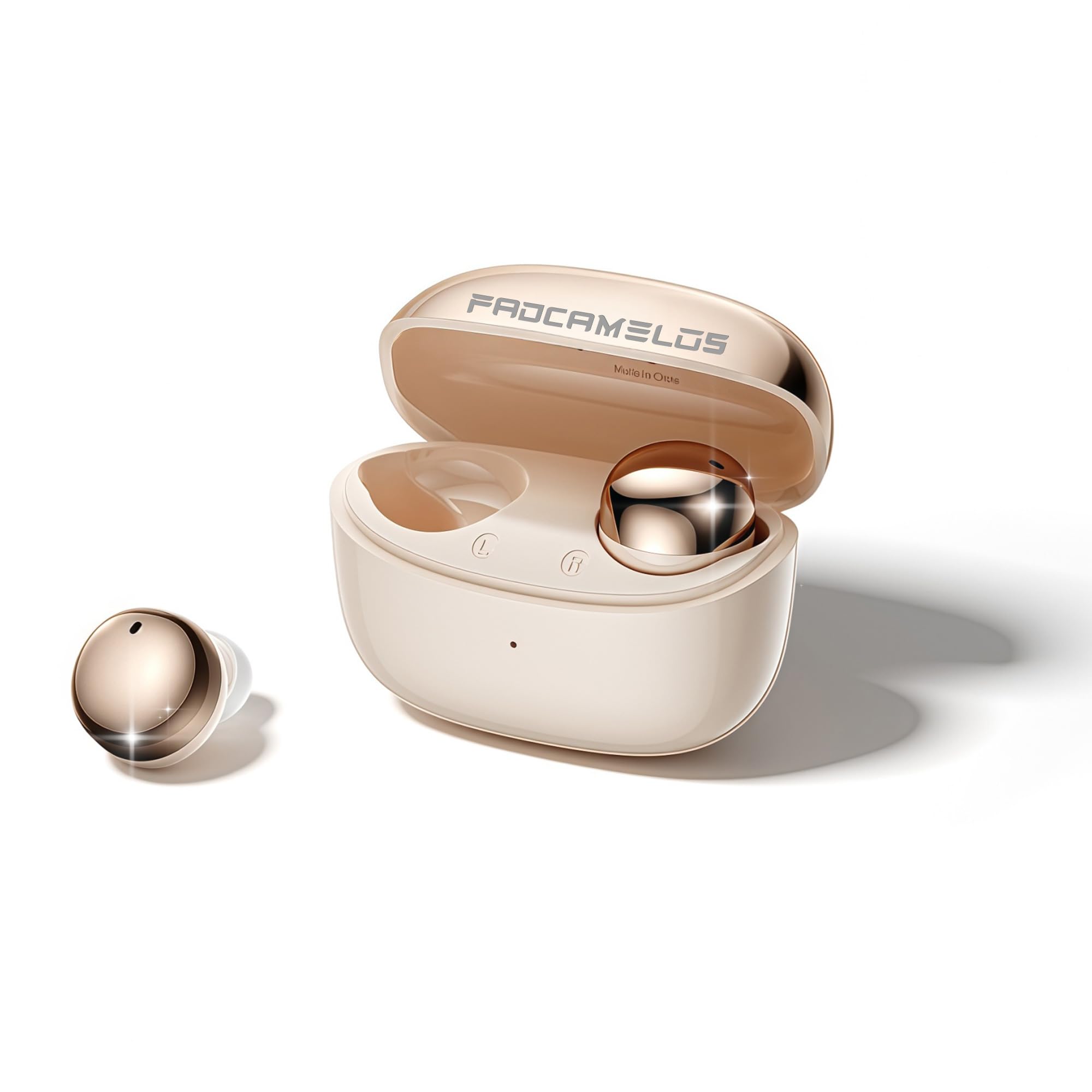 FADCAMELOS Aesthetic 2-in-1 Wireless Earbuds, Bluetooth 6.0 Ultra-Mini Stylish Headphones for Sleep & Day, Built in Mics & Hi-fi Stereo Earphones, IPX5 Waterproof All in Comfortable Ear buds