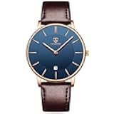 Watch, Mens Watch, Minimalist Fashion Simple Wrist Watch Analog Date with Leather Strap