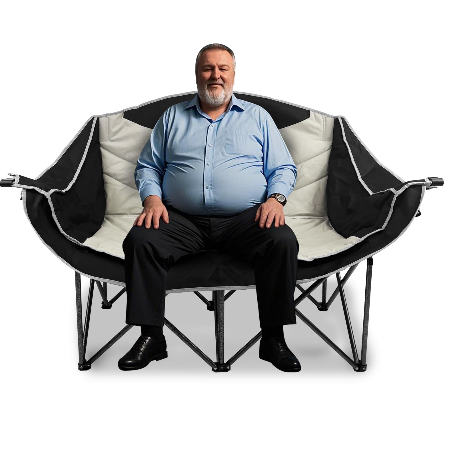 PRIJESSE 55.2" Double Camping Chair, 2 Person Folding Loveseat