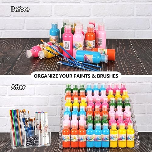 Image of JANNO 6 Layers Acrylic Paint Bottles Organizer, Craft Paint Brush Holder With Beads, Perfect Paint Storage Rack For Storing 2oz Paint Bottles, Oil Paint Tubes, Miniature Paints (Type B)