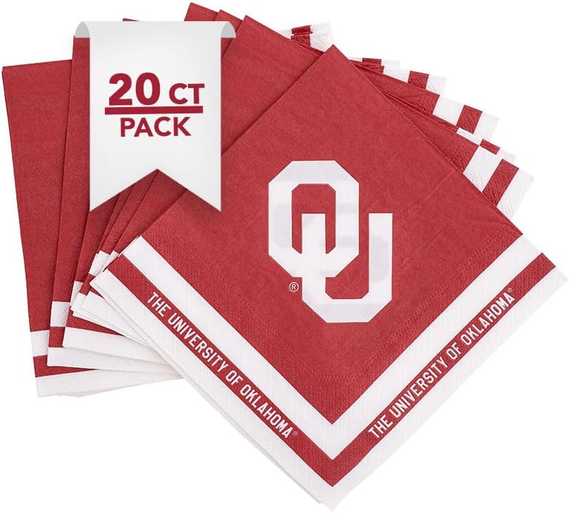 Desert Cactus The University of Oklahoma Disposable Napkins Sooners 20 Count 2 Ply 13 inch Dinner Square for Tailgates, Graduation, Party and Game Day Tablecloth Decoration (Design A)