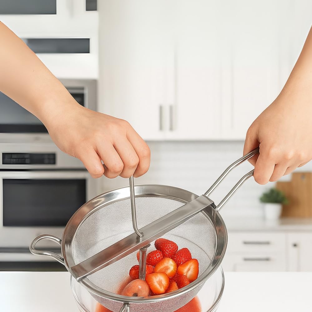 Paluplus Passaverdure Manuale in Acciaio Inox, Diametro 20 Cm, Passacolino con Pestello in Legno, per marmellate, salse, frutta, verdura, legumi e per setacciare farine, Made in Italy -400C-0,75