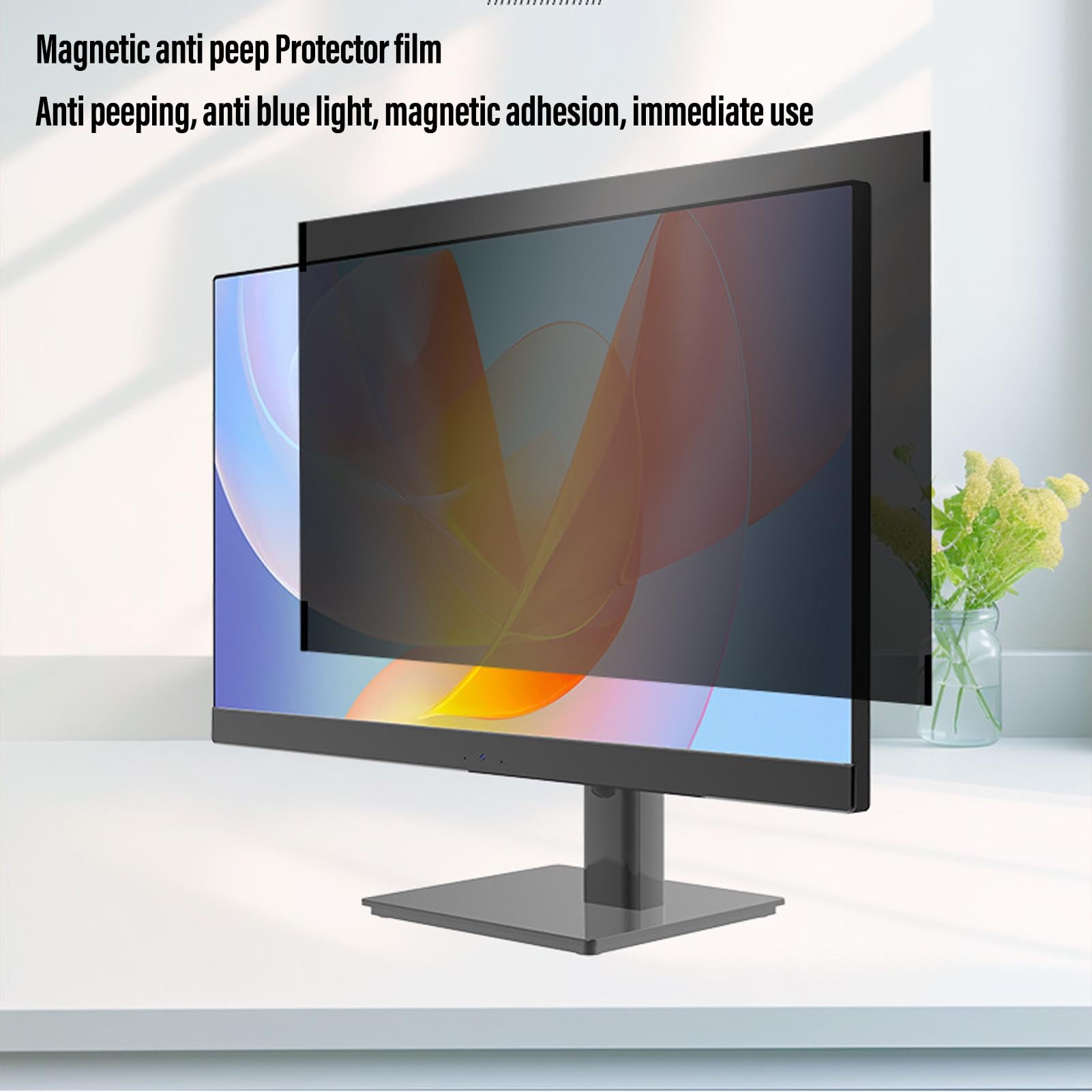 Alomejor Filtro de Pantalla de Privacidad para Ordenador de 27 Pulgadas, Cuidado Ocular Antideslumbrante Magnético para Uso Público, Película Extraíble de Pet