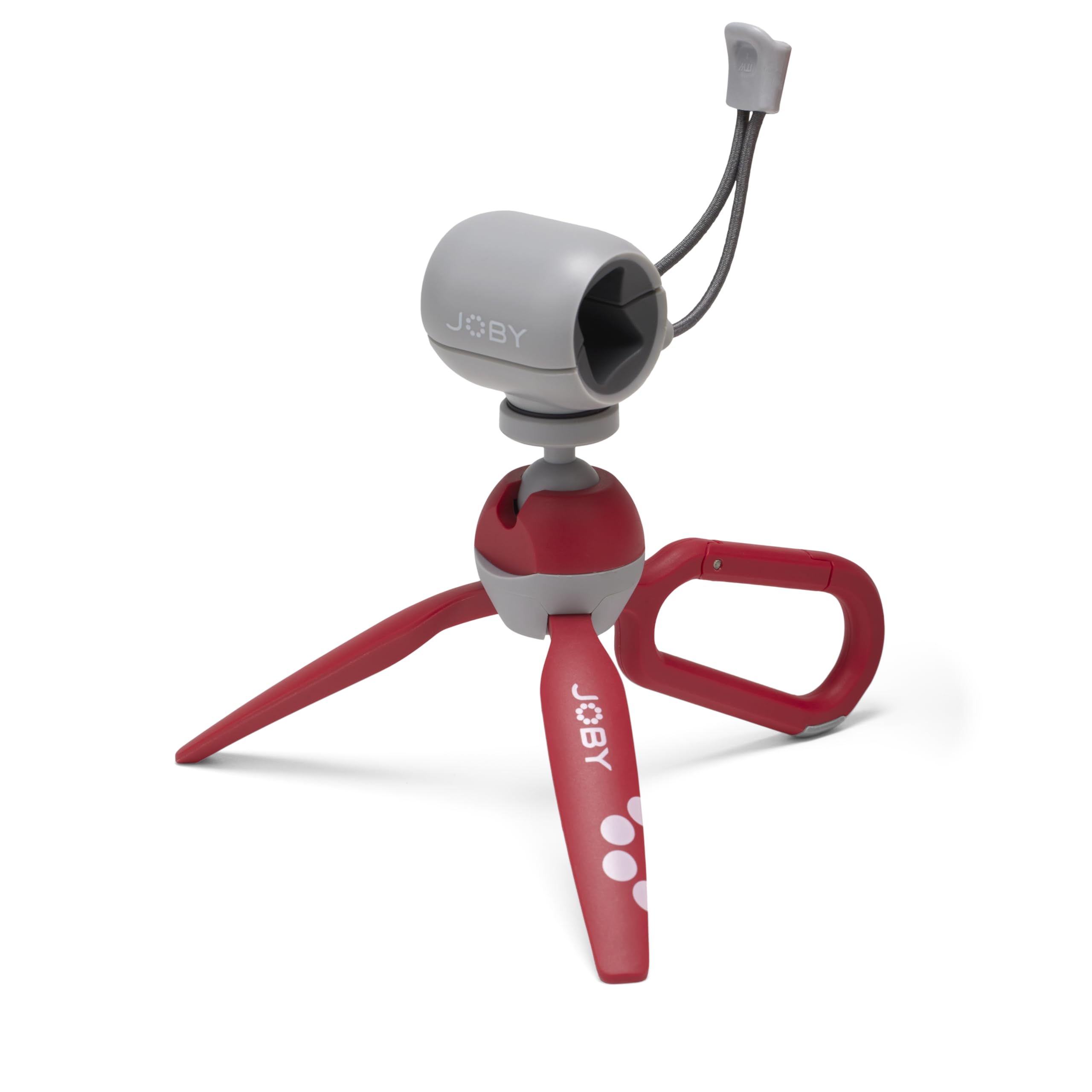 JOBY HandyPod Clip Treppiede Mini con Moschettone e Clamp per Smartphone, Smartphone iPhone, Galaxy, Pixel, Fotocamera Compatta SONY ZV-1 II, Colore Rosso (JB01840-BWW)