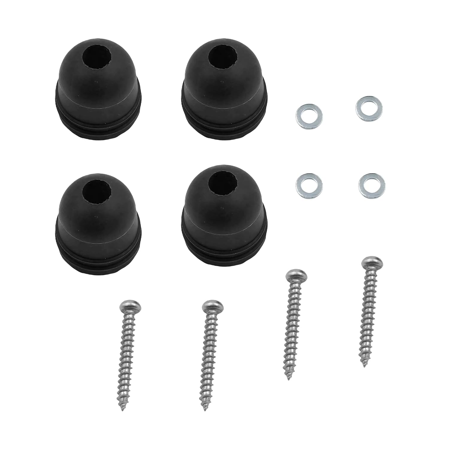 D1859 Rubber Screw On Bumpers, Black Round Door Bumper with Stainless Steel Screws & Washers for Patio Sliding Doors, Shed Doors & Cabinets, Prevents Slamming & Damage 1" x 1".