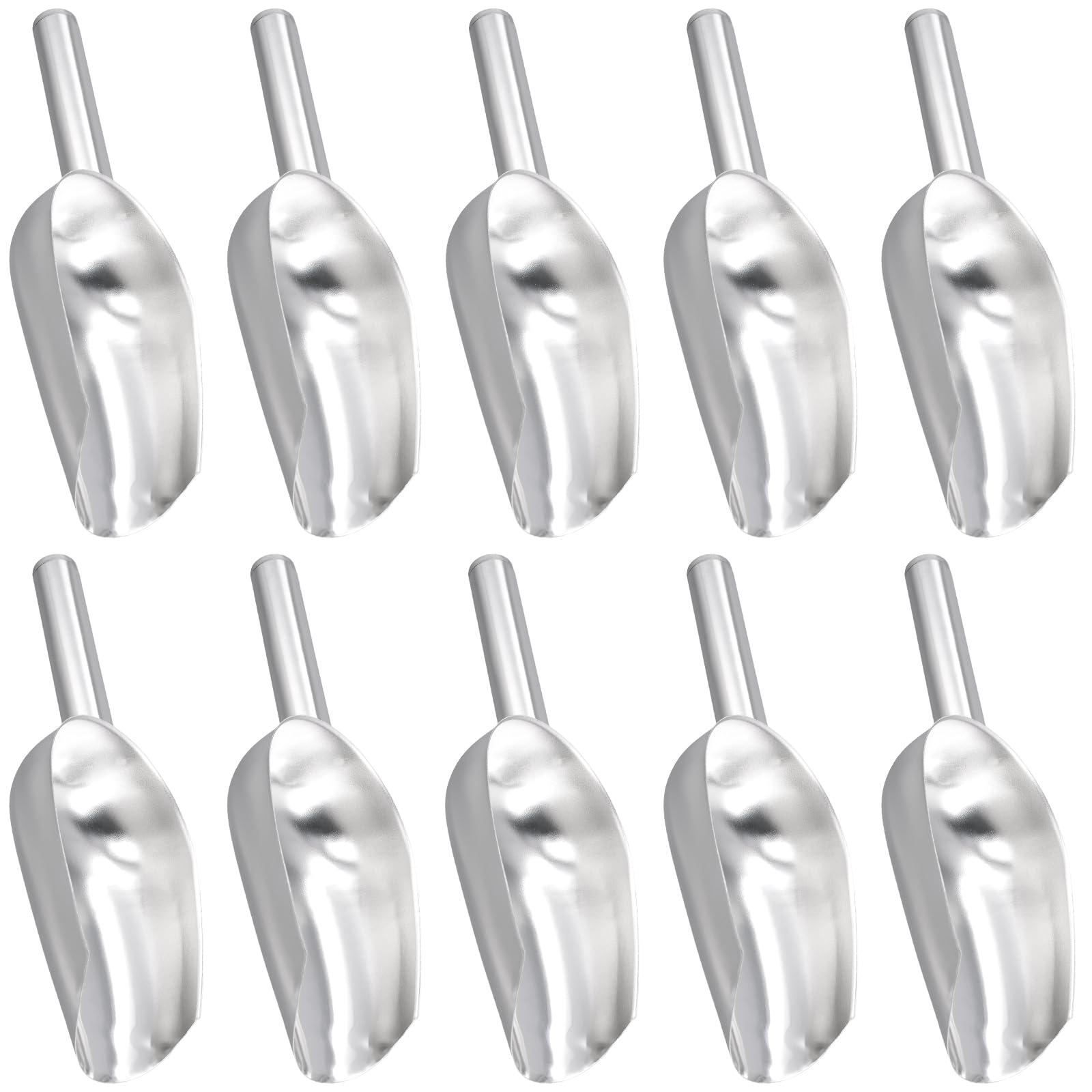 10 Paletta Ghiaccio, Paletta per Ghiaccio in acciaio inox multiuso, per alimenti feste da bar in cucina, per farina, cereali, noci, chicchi di caffè, 19 cm