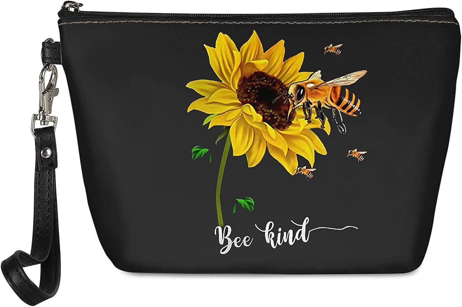 Showudesigns Trousse Portatrucchi In PU Con Cerniera E Cinturino - Forma Mezzaluna 27x17x8,4 Cm, Organizer Da Viaggio Per Cosmetici E Accessori