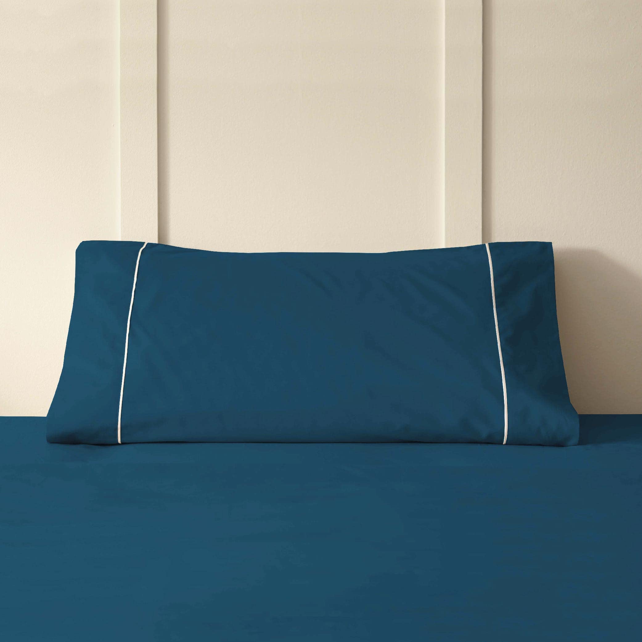 Don Descanso - Funda de Almohada Algodón 100% Azul Marino 180 Hilos para Almohada 80/90 cm. Máximo Frescor y Calidad, Suave, Transpirable y Ligera. Apta para Lavar a 30ºC