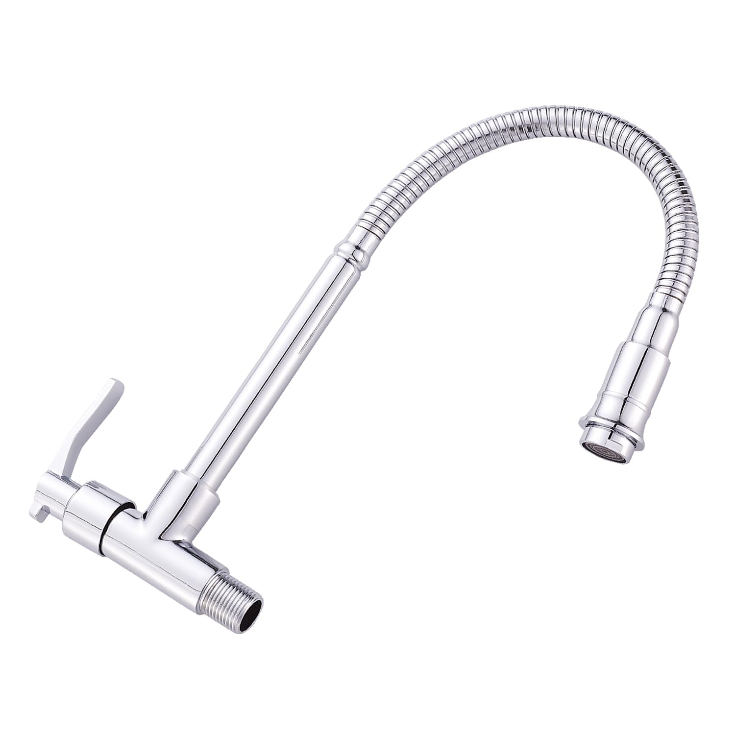 Inchant - Grifo de pared para cocina con agua fría, acabado cromado y cuerpo de latón, giratorio 360°, giratorio