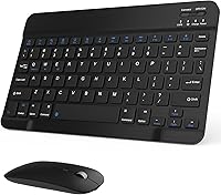 GOGARA Rechargeable Bluetooth Keyboard Mouse Combo - Ultra-Slim Wireless Set for iPad iPhone Android Windows Tablets (Black)