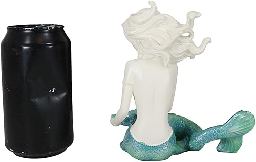 Miniatura 8 de Ebros Gift Nautical Capiz Sirena de cola azul sirena con concha y estrella de mar estatua océano aguamarina princesa costera playa bajo el mar