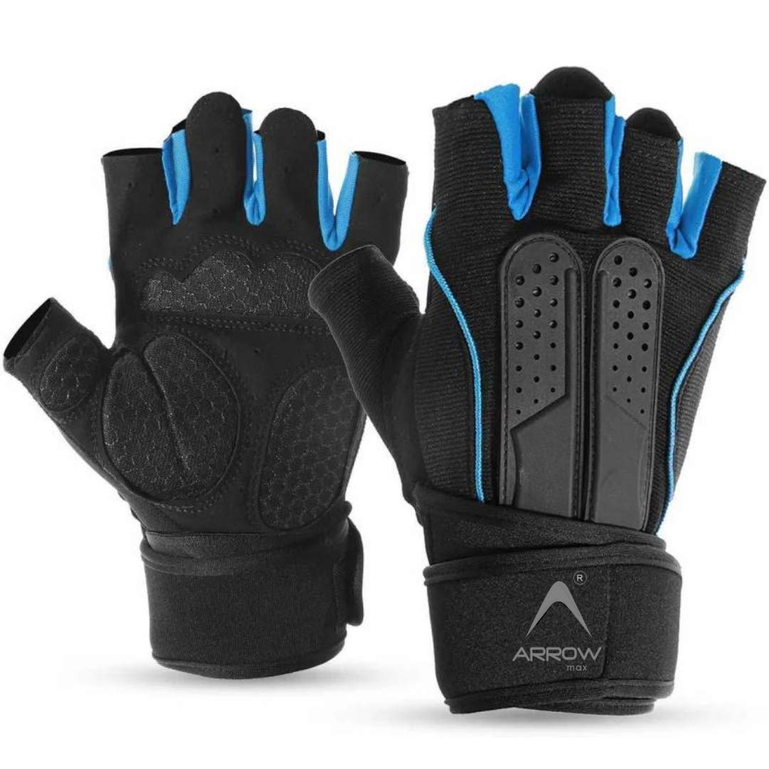 Arrowmax Python Ultralight Workout Gloves for Women Men,Padded Weight Lifting Gloves with Wrist Support, Anti-Slip Training Gloves Power Lifting, Gym, Crossfit, Pull ups, Cycling, Bike Riding (Blue)-image-41