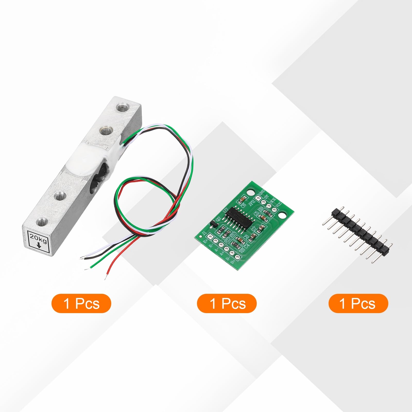 QUARKZMAN 4 Set Sensore Di Peso A Cella Di Carico Digitale 20KG + Modulo HX711 Sensore Di Pesatura 24 Bit Precisione A/D Doppio Canale 20x33 mm Per Kit Bilancia Elettronica Cucina Portatile