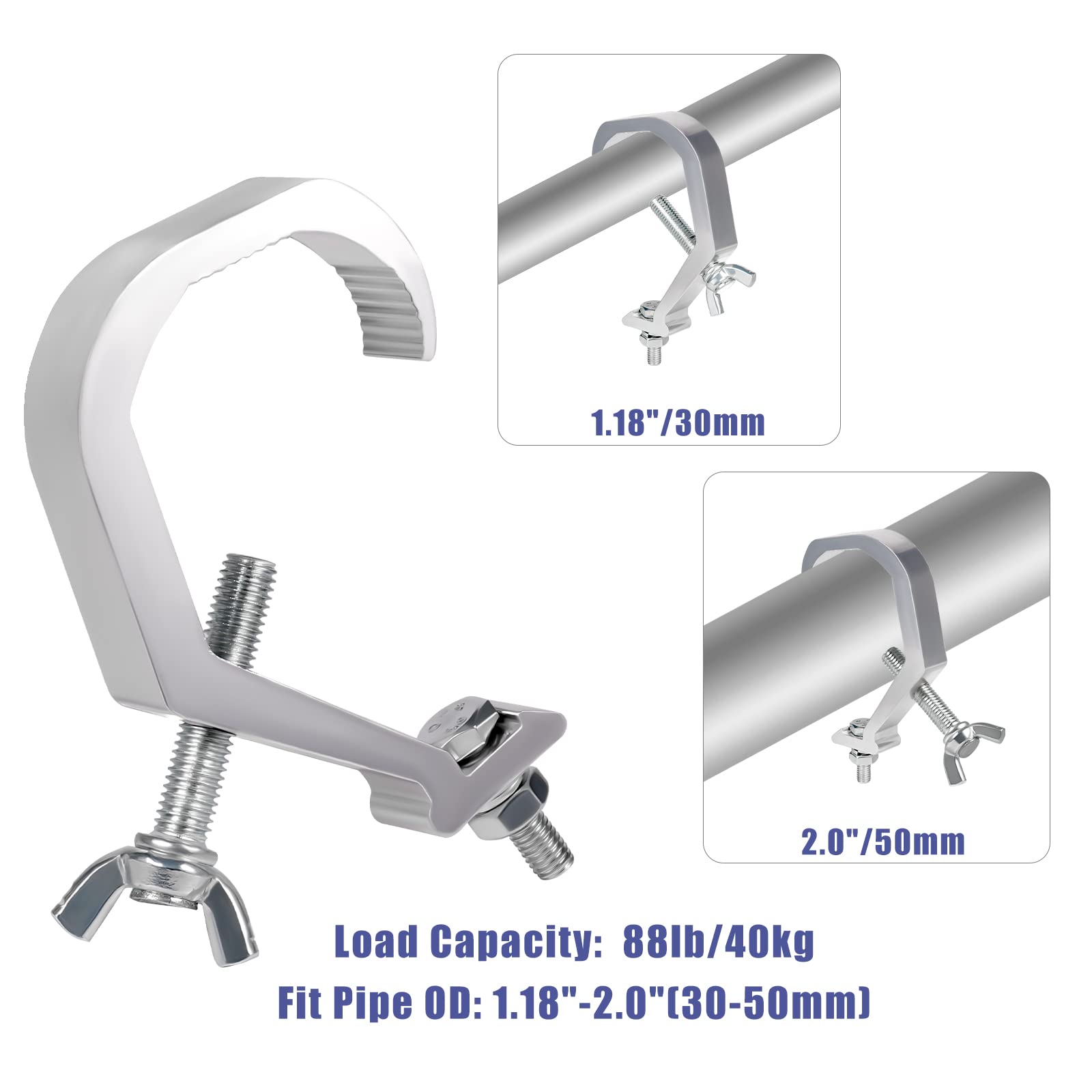 Attrezzatura Illuminazione Set 3 Morsetti Per Luci Da Palcoscenico Tiardey - In Alluminio, Per Tubi OD 18-21mm, Portata 10kg