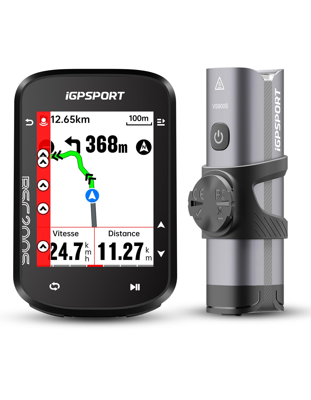 iGPSPORT BSC200S Compteur Velo sans Fil et 800 Lumens Lumiere Velo