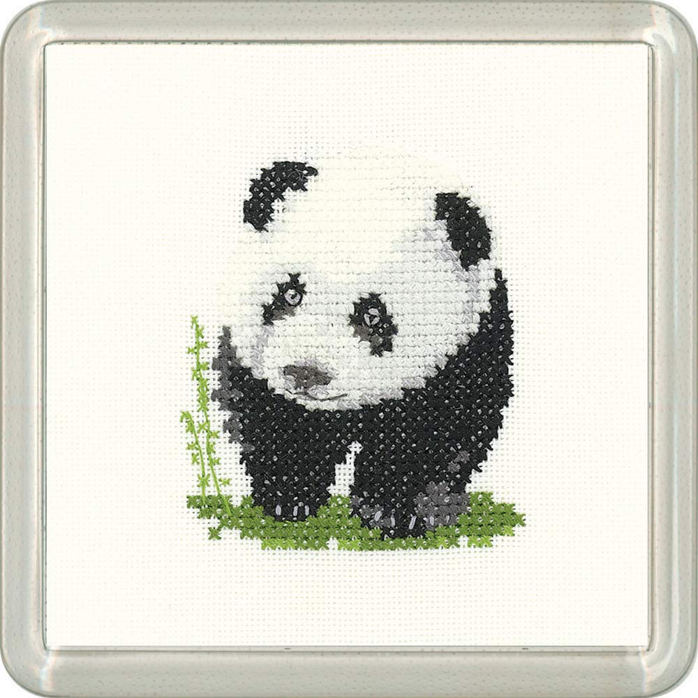 Heritage Crafts Little Friends Coaster Cross Stitch Kit - Panda
