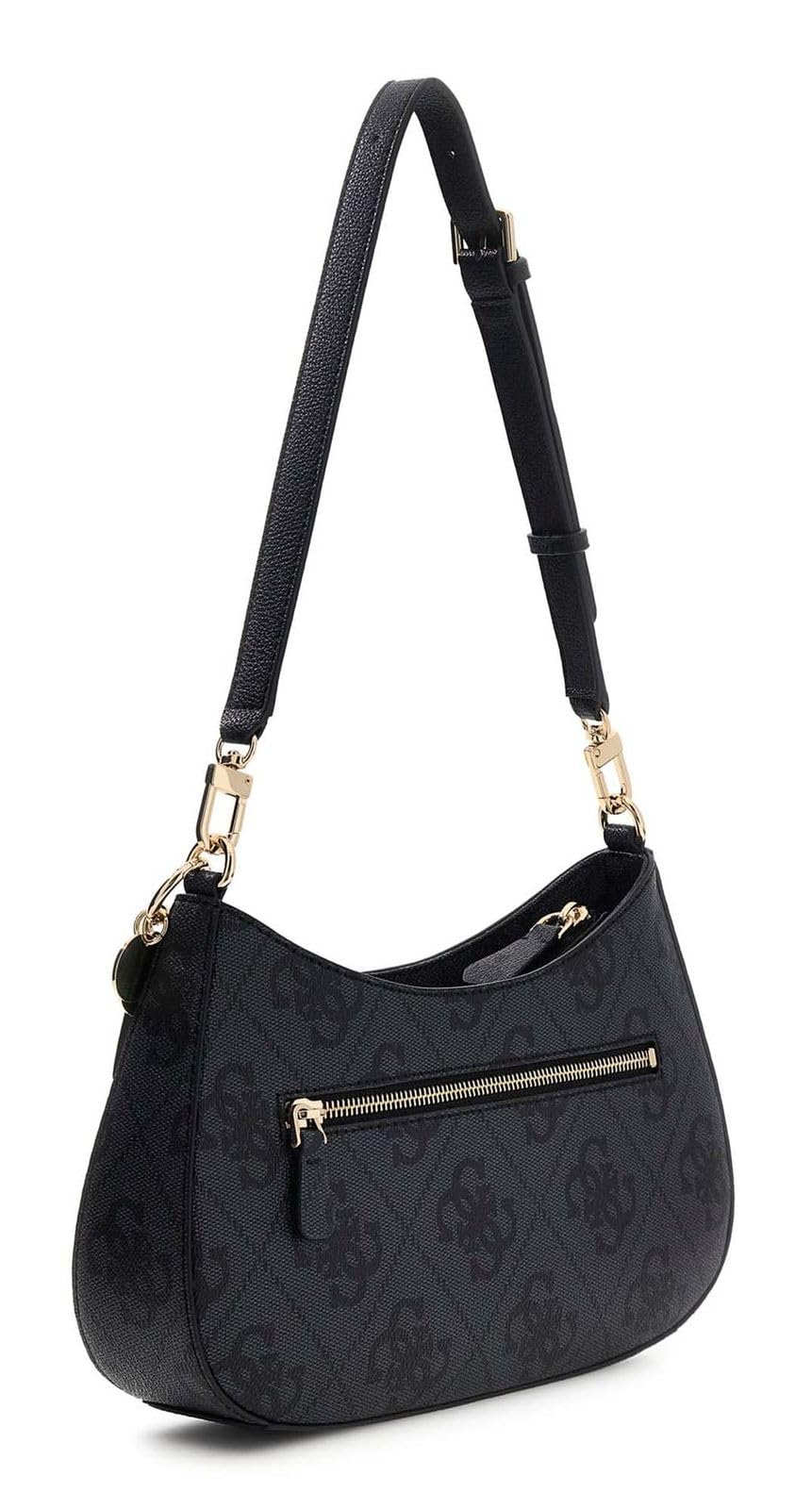 GUESS Noelle II torba na ramię Top Zipper Shoulder Bag Coal Logo ciemnoszara