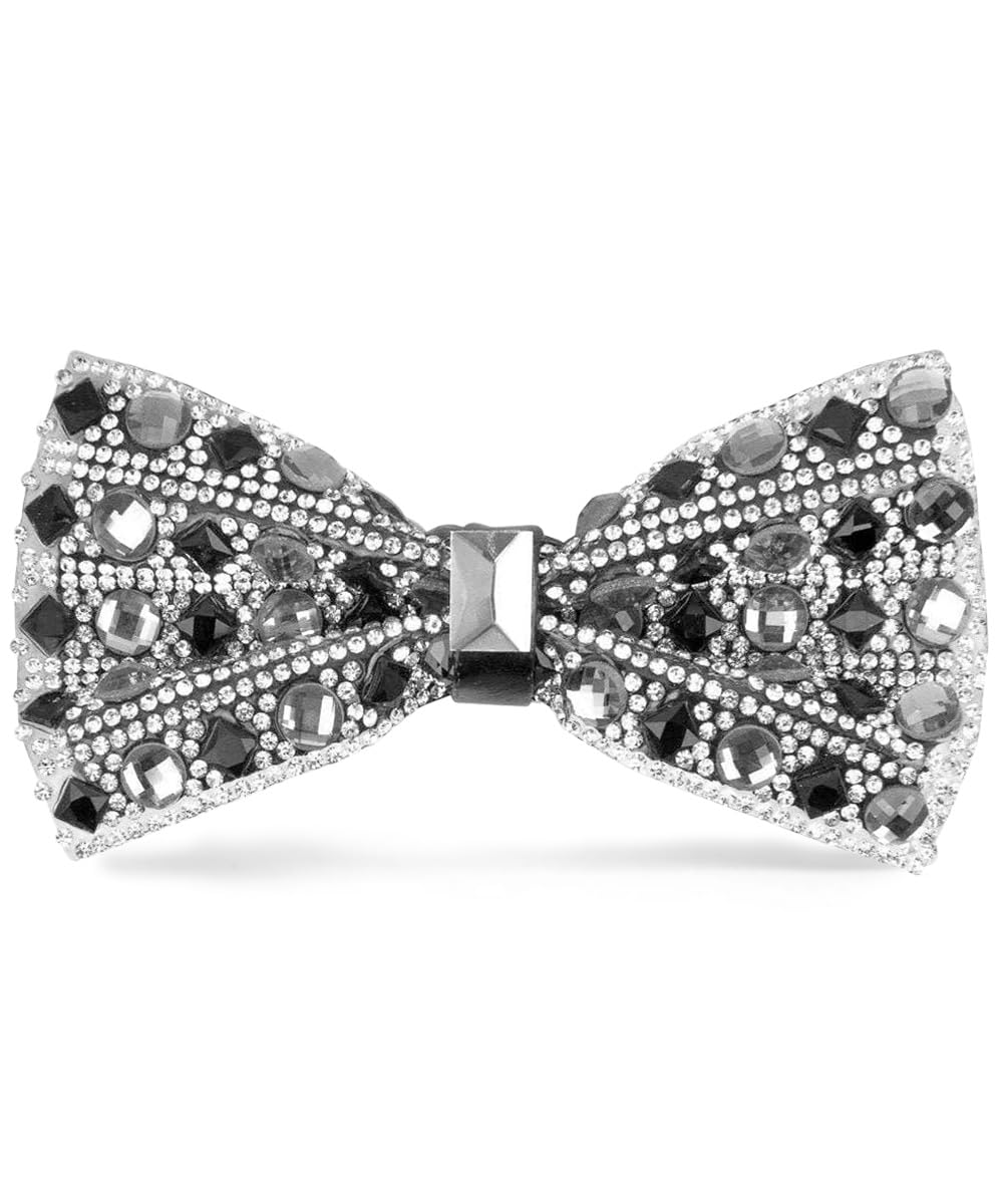 Vittorio Farina Jeweled Bow Tie - Jeweled: Silver & Black (BJ 04)