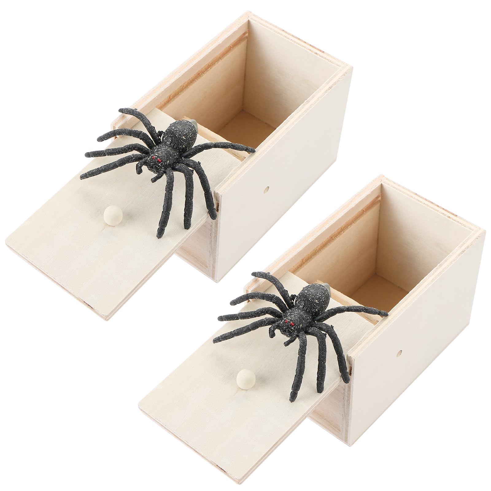 LALASTYLESpider In A Box Prank, Spider Scare Prank Box, Wooden Fun Joke Scare Box, Handmade Fake Spider, Novelty Toy Prank for Birthday Christmas Parties (1 Pack)