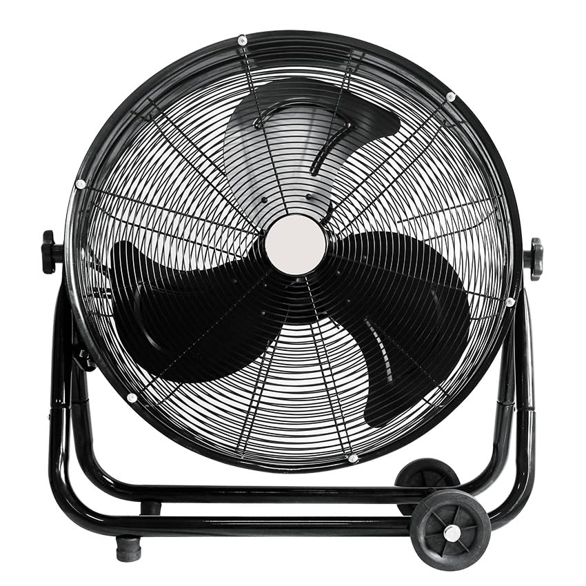 levitantes Ventilador Industrial 180W, 3 velocidades, 64x75x41 cm, color negro, orientable, ideal para ventilación en espacios amplios y comerciales.