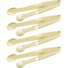 HINMAY Mini Serving Tongs 5 Inches Appetizer Tongs, Set of 4 (Gold)