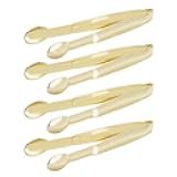 HINMAY Mini Serving Tongs 5 Inches Appetizer Tongs, Set of 4 (Gold)