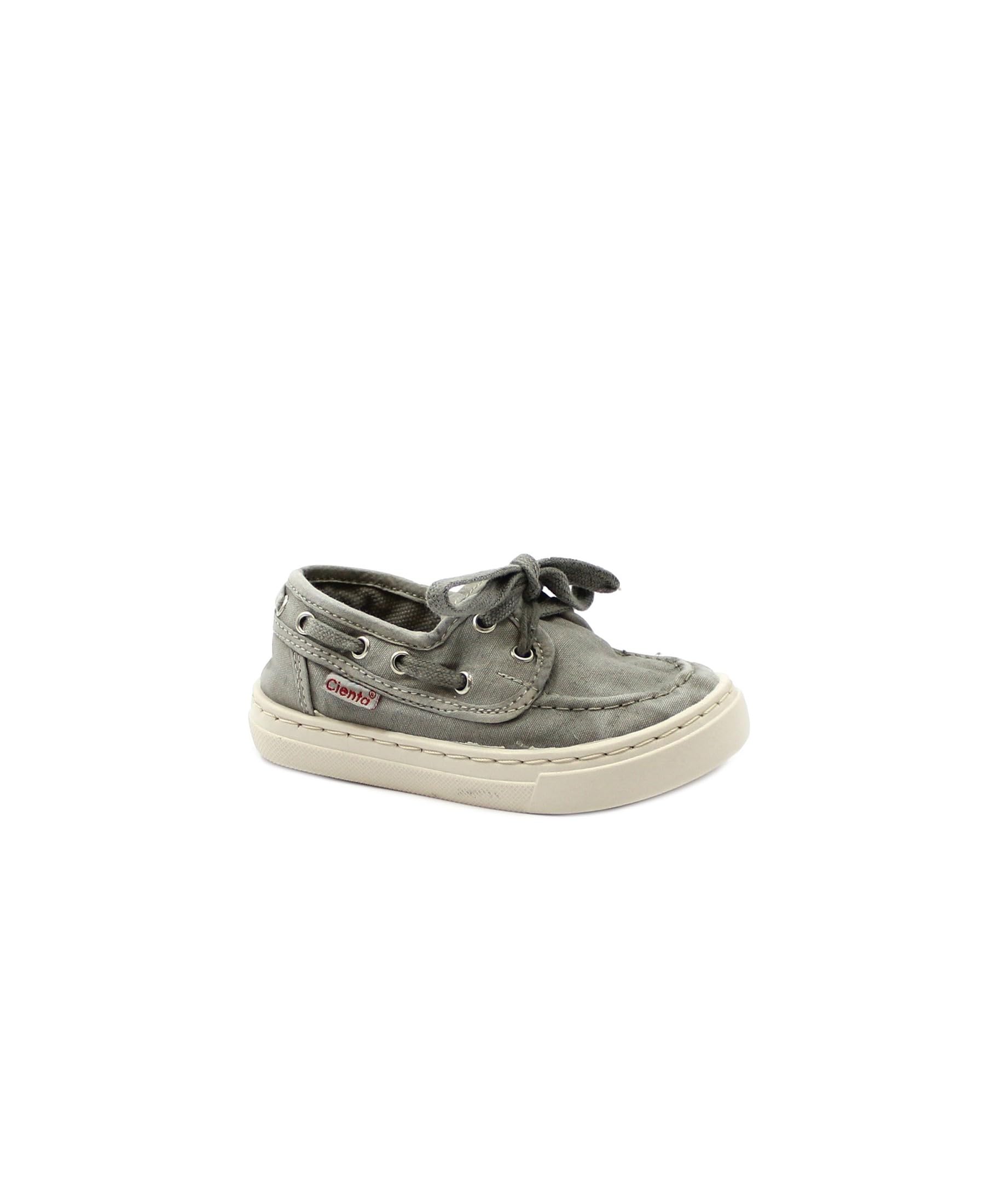 Cienta 87777 Gris Claro Grigio Scarpe Bambino Mocassino Barca Laccio Tessuto