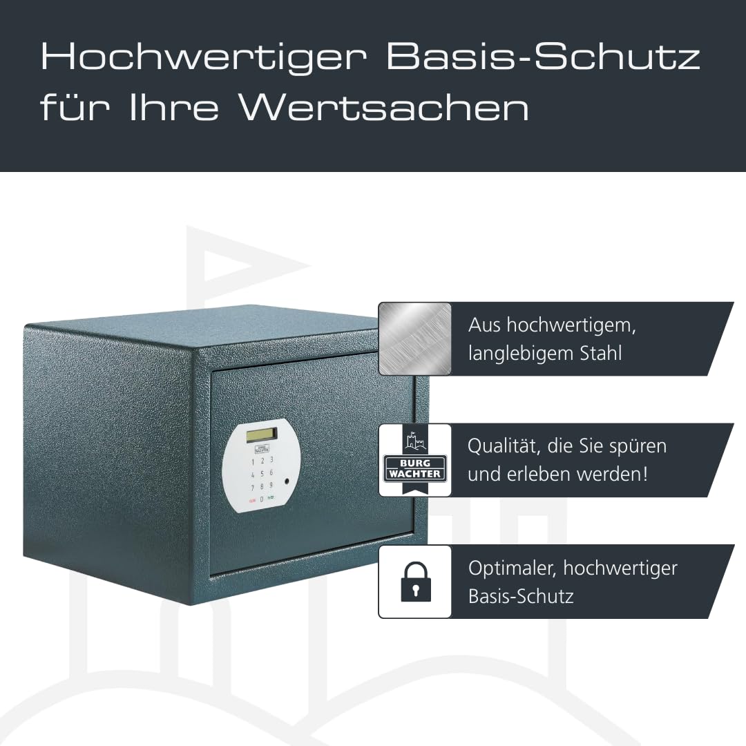 BURG-WÄCHTER Möbeltresor mit elektronischem Zahlenschloss, Inkl. Fachboden Zur Wand- und Bodenbefestigung, 40,3 l, 19,2 kg, Pure-Safe PS 130 E, anthrazit