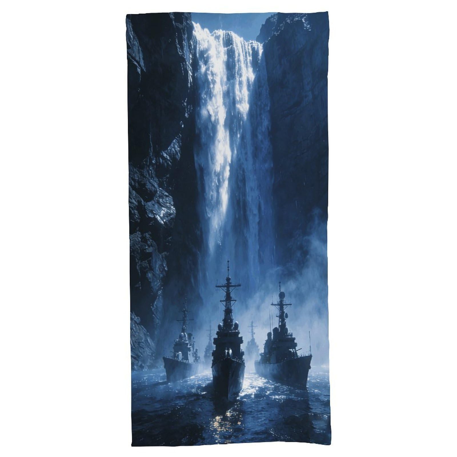 Fodpand Style Waterfall Navy Bath Towel, Highly Absorbent & Quick Drying Beach Towel, Compact & Lightweight Pool Towel For Bathroom, Beach, Pool, Gym, Spa, And Hotel Use