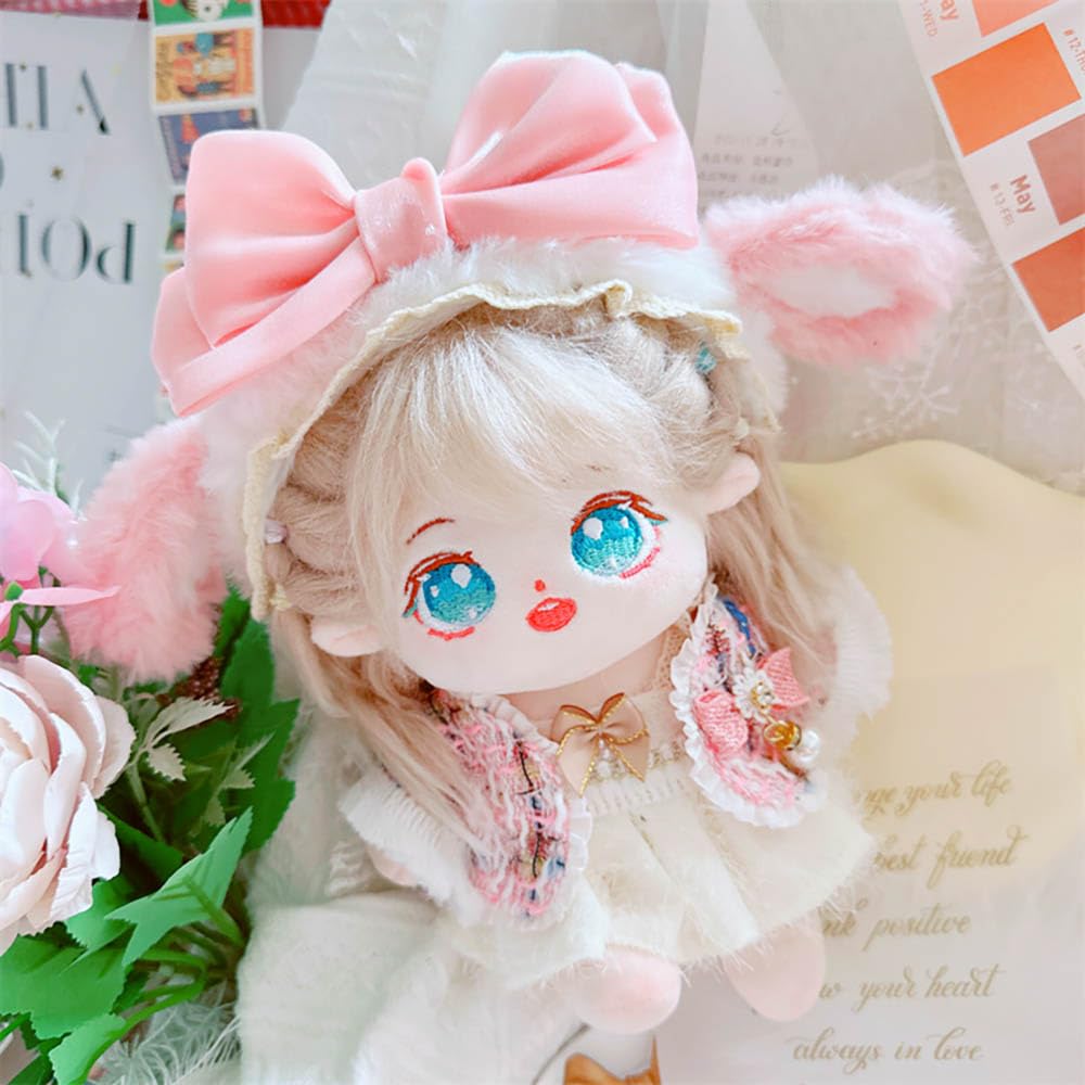 niannyyhouse 20cm Plush Doll Clothes Pink Headwear Coat Dress Backpack 8in Soft Stuffed Plush Toy Dress Up Accessories - Image 2