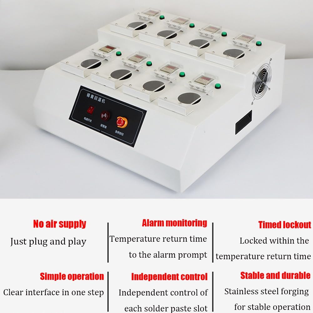 Máquina de recalentamiento de pasta de soldadura totalmente automática, máquina de recalentamiento de pasta de soldadura de pegamento rojo SMT de múltiples orificios, control independiente y soplado(8