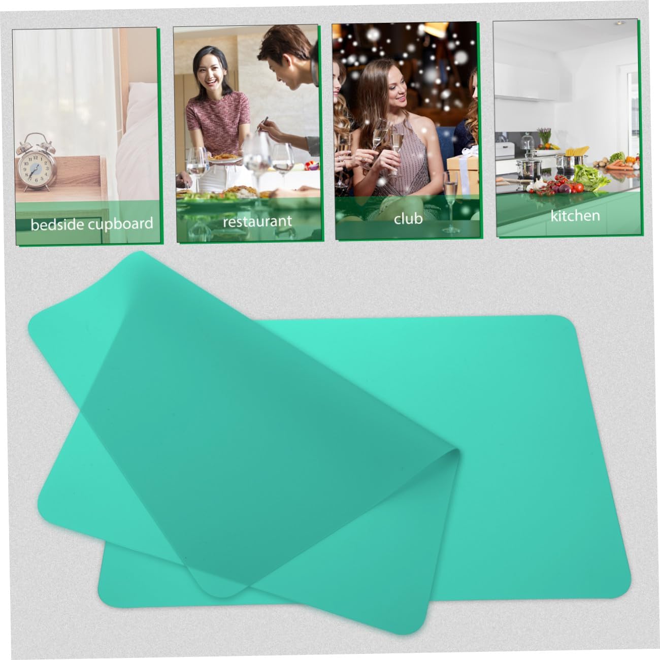 Silicone Heat Insulation Table Mat Thickened Nordic Green Reusable Protective Placemat for Dining Table and Desk Food-Grade Soft Silica Gel image 5