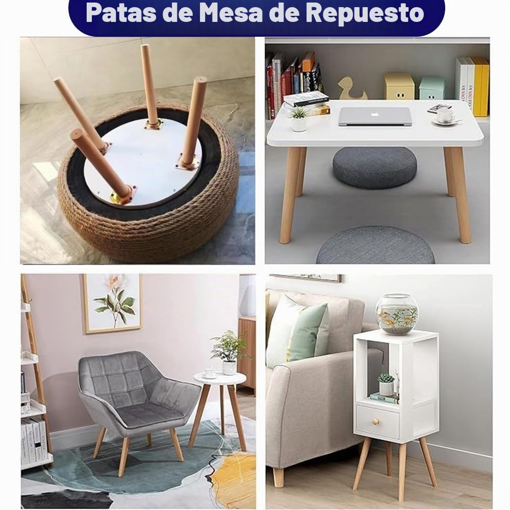 Juego De 4 Patas De Muebles De Madera 20 40 60cm Patas para Mesa De Centro Cónicas, Patas De Repuesto Inclinado para Somier Sillas Sofás Gabinetes(60cm/24in)