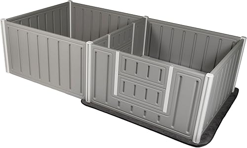 Miniatura 6 de Artemis Whelping Caja para perro, 22 pulgadas de alto (más 40 x 80 pulgadas con rieles escalonados, gris)