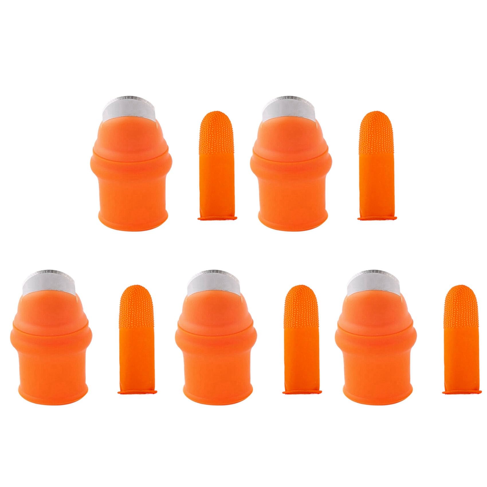 Jnchdghwa Orange 5X Gardening Silicone Thumb Knife With Finger Cots Thumb Knife Picker For Fruits Vege-L